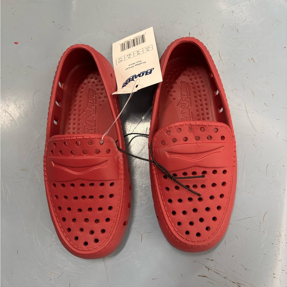 Red Water Shoes with Perforated Design